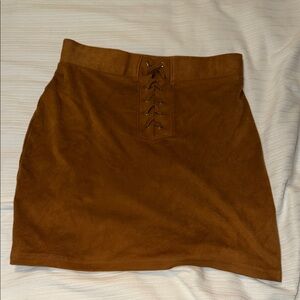 Forever 21 Tan Lace-Up Mini Skirt
